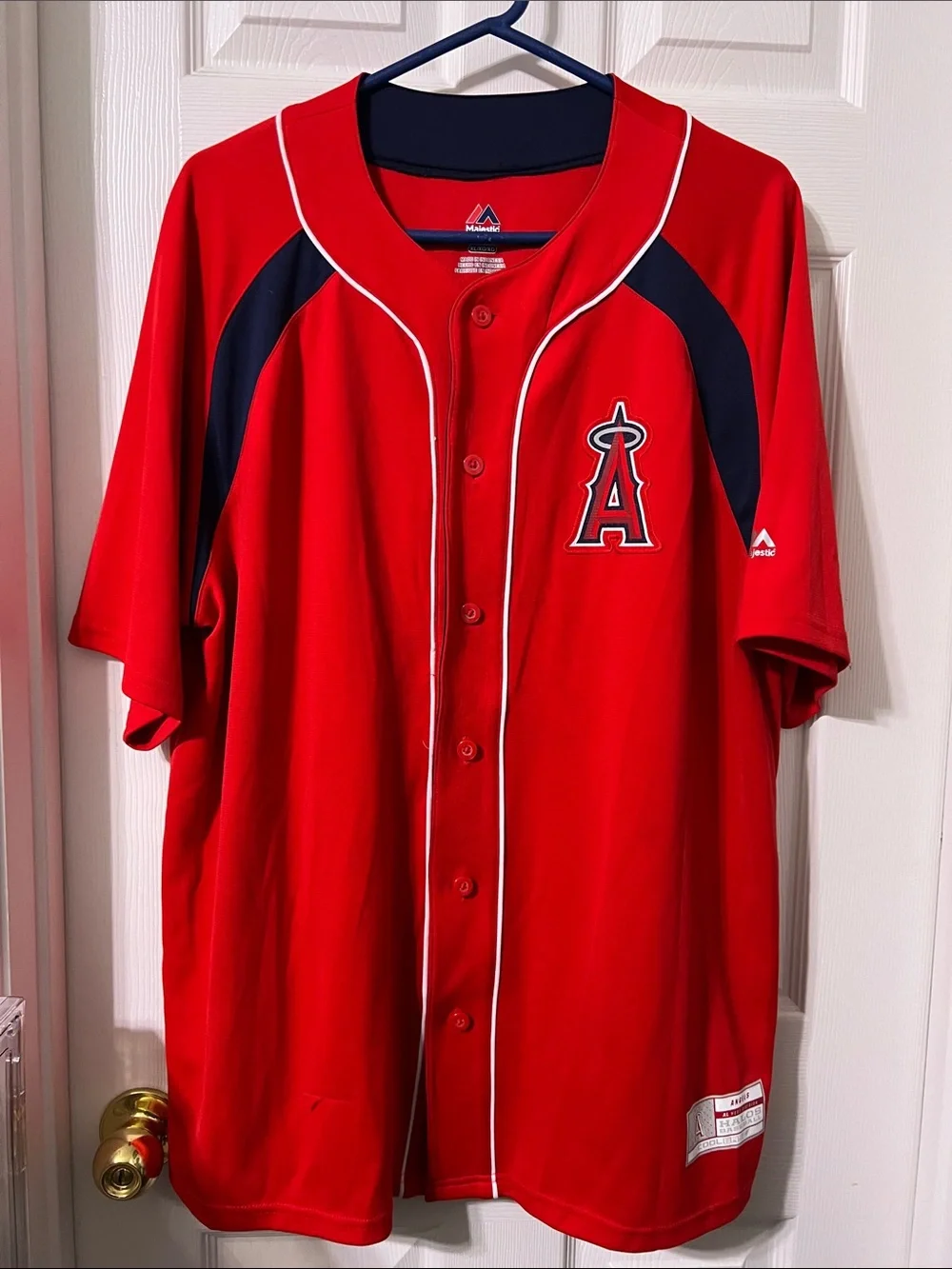 Majestic Red and Navy Los Angeles Angels Baseball Jersey - Picture 1 of 5